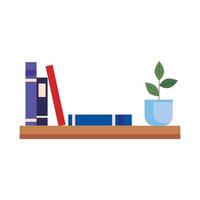 shelf with books and pot plant vector