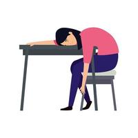 mujer con ataque de estrés en el escritorio vector