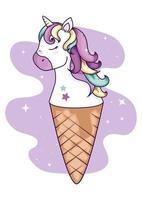 lindo icono de helado de unicornio vector