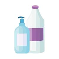 bottles of cleaning products isolated icon vector