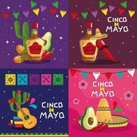 Mexican icon set of Cinco de mayo vector design