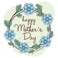 Flowers with leaves circle of happy mothers day vector design