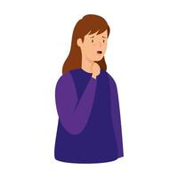 woman with sore throat isolated icon vector