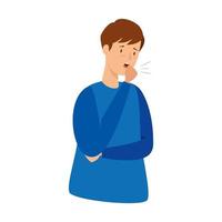 man coughing sick isolated icon vector