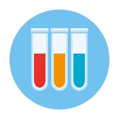 set of tube test laboratory in frame circular isolated icon