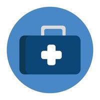 first aid kit in frame circular isolated icon vector