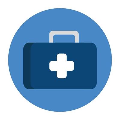 first aid kit in frame circular isolated icon