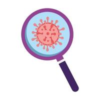 magnifying glass with particle covid 19 vector