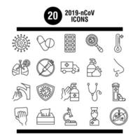 bundle twenty designs of covid 19 , line style icon vector