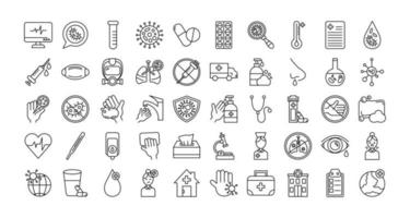 bundle of covid 19 designs, line style icon vector