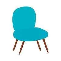 Cómoda silla icono aislado de color azul vector