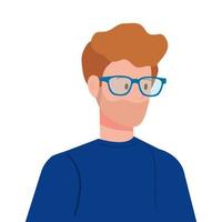 young man with eyeglasses avatar character icon vector