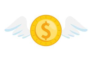 coin money with wings isolated icon vector