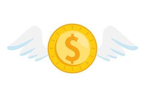 coin money with wings isolated icon vector