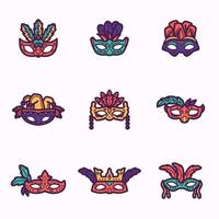 Mardi Gras Mask Icon Set vector