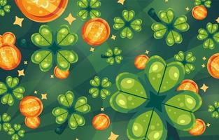 St Patrick's Day Concept with Shamrocks and Coins vector
