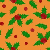 Christmas pattern with holly. vector