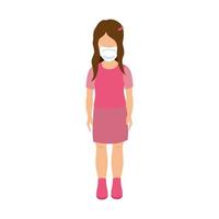 cute girl with face mask isolated icon vector