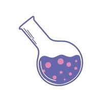 Chemical flask with a round bottom with a reagent inside painted in doodle style in color Very peri vector
