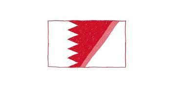 marcador de bahrain ou animação de esboço de cor a lápis video