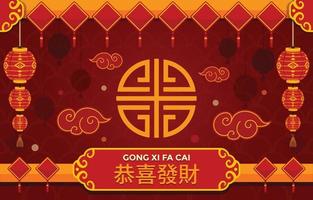 fondo de año nuevo chino gong xi fa cai vector