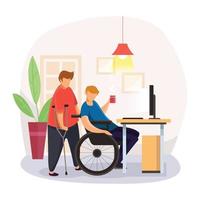 Disabled Peoples Working Together in Their Job vector