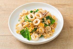 Fried rice with squid or octopus photo