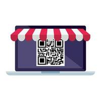 qr code inside laptop vector design