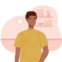 young man african inside house vector