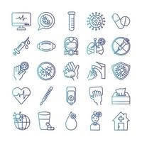 bundle of covid 19 designs, gradient line style icon vector