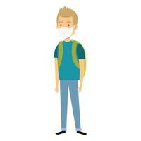 young man using face mask isolated icon vector