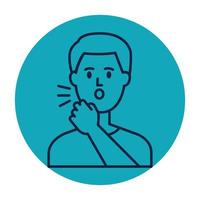 man with cough in frame circular vector