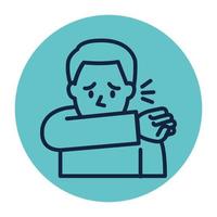 man with cough in frame circular vector