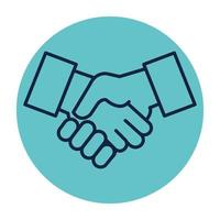 hands shake in frame circular isolated icon vector