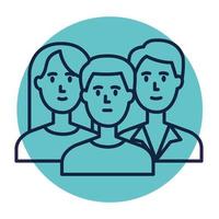 young people in frame circular isolated icon vector