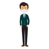 businessman with face mask isolated icon vector