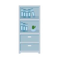 drawer furniture with books isolated icon vector