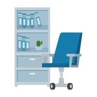 drawer furniture with books and chair office vector