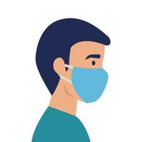 man using face mask sick of covid 19 vector