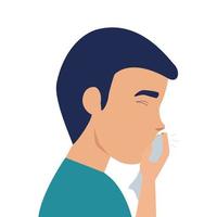 man with cough sick of covid 19 isolated icon vector