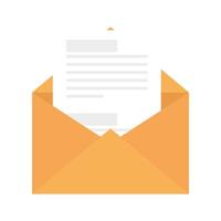 envelope open with paper isolated icon vector