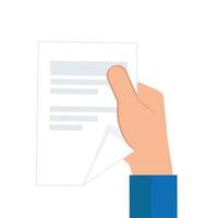 hand with paper document isolated icon vector