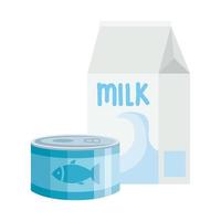 food in can with box milk isolated icon vector