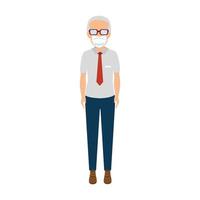 old man with face mask isolated icon vector