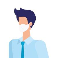 businessman with face mask isolated icon vector