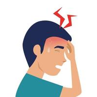 man with headache sick of covid 19 vector