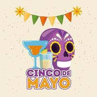 Mexican skull cocktail and tequila shot of Cinco de mayo vector design