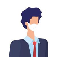 businessman with face mask isolated icon vector