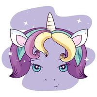 face of cute unicorn fantasy vector