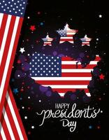 happy presidents day with flag and map usa vector